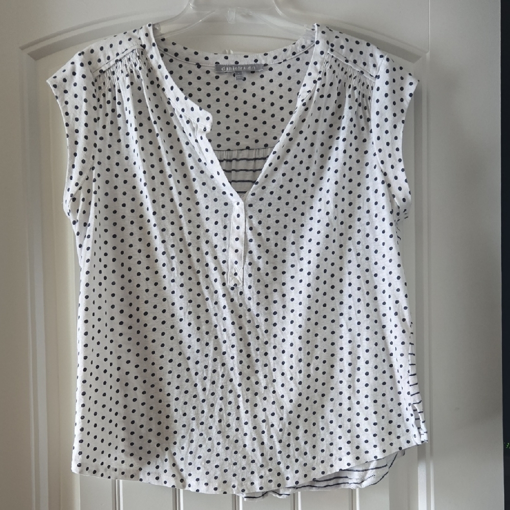Daniel Rainn White Blouse with Black Polka Dots